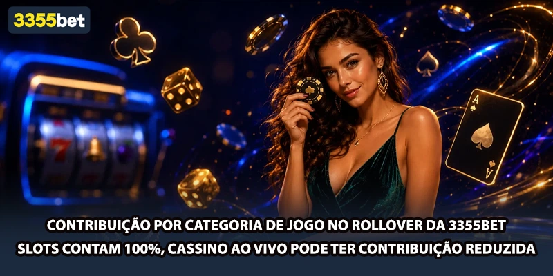 Contribuição por categoria de jogo no rollover da 3355bet — slots contam 100%, cassino ao vivo pode ter contribuição reduzida