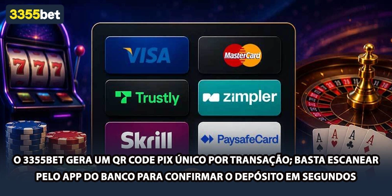 O 3355bet gera um QR Code PIX único por transação; basta escanear pelo app do banco para confirmar o depósito em segundos