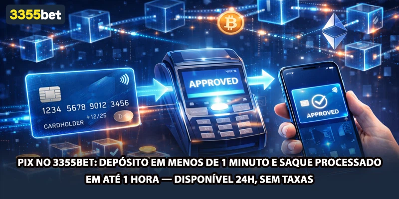 PIX no 3355bet: depósito em menos de 1 minuto e saque processado em até 1 hora — disponível 24h, sem taxas